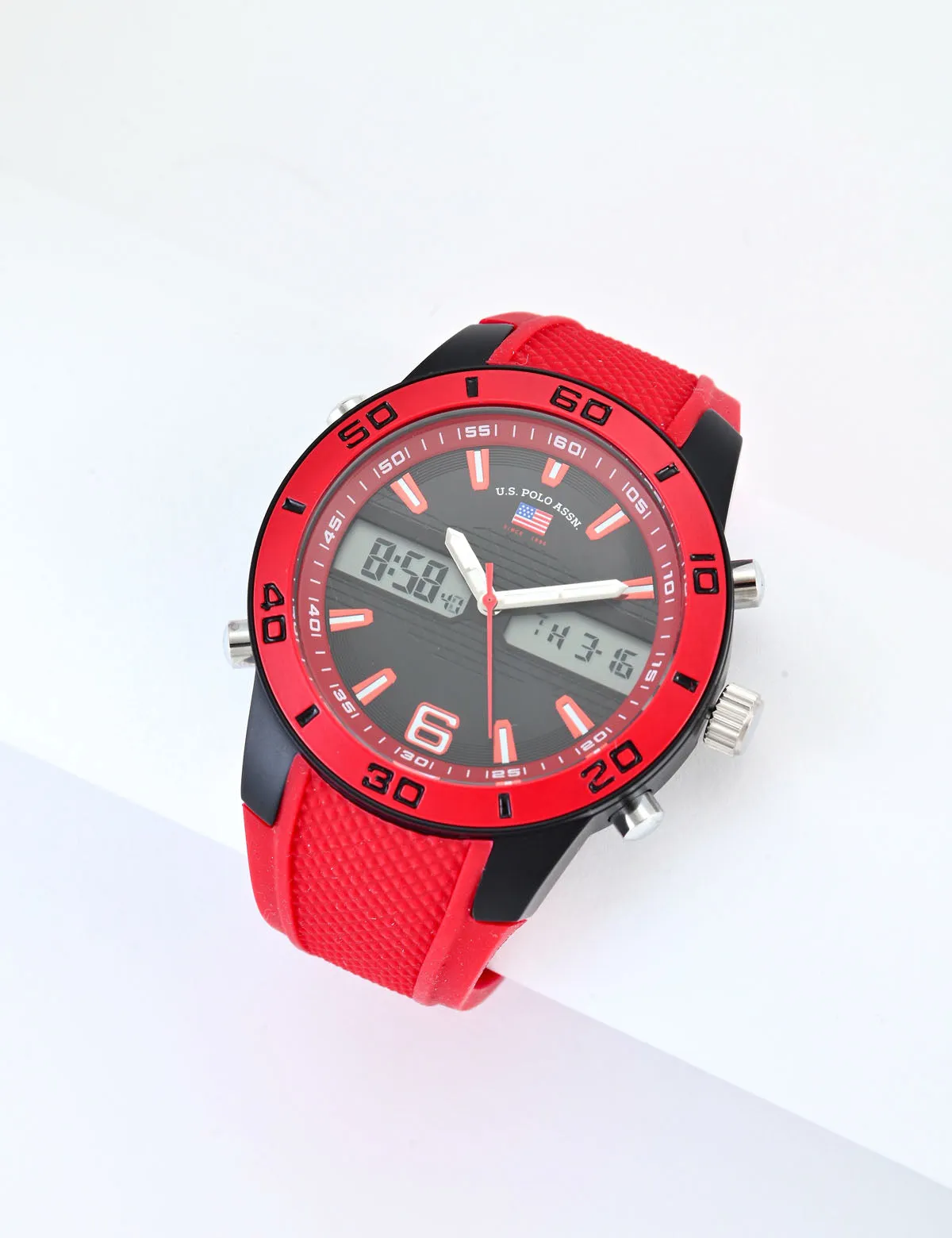 MENS RED STRAP ANA DIGI SPORT WATCH sold by U.S. Polo Assn.