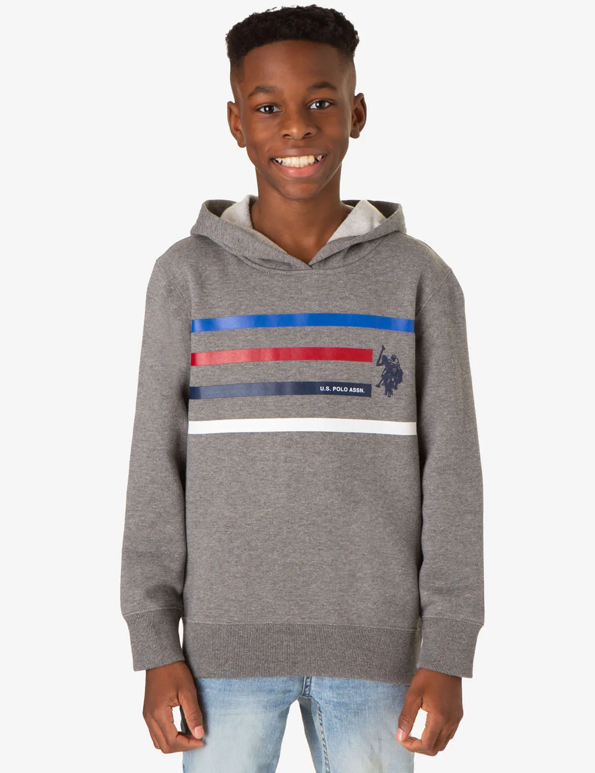 BOYS MULTISTRIPE FLEECE HOODIE sold by U.S. Polo Assn.