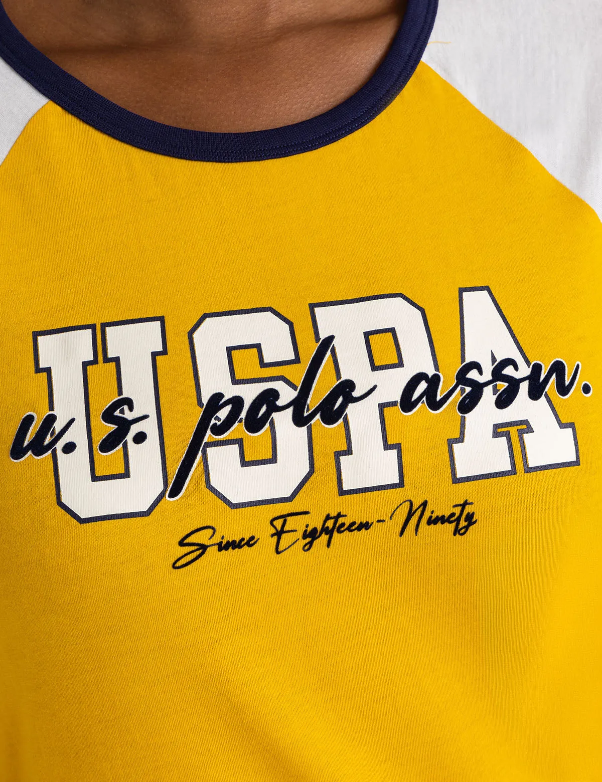 FLOCKED SCRIPT RAGLAN RINGER T-SHIRT sold by U.S. Polo Assn. product image thumbnail 2