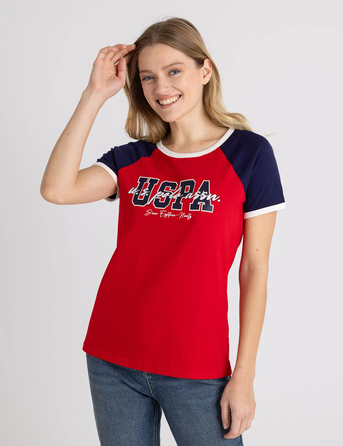 FLOCKED SCRIPT RAGLAN RINGER T-SHIRT sold by U.S. Polo Assn. product image thumbnail 5