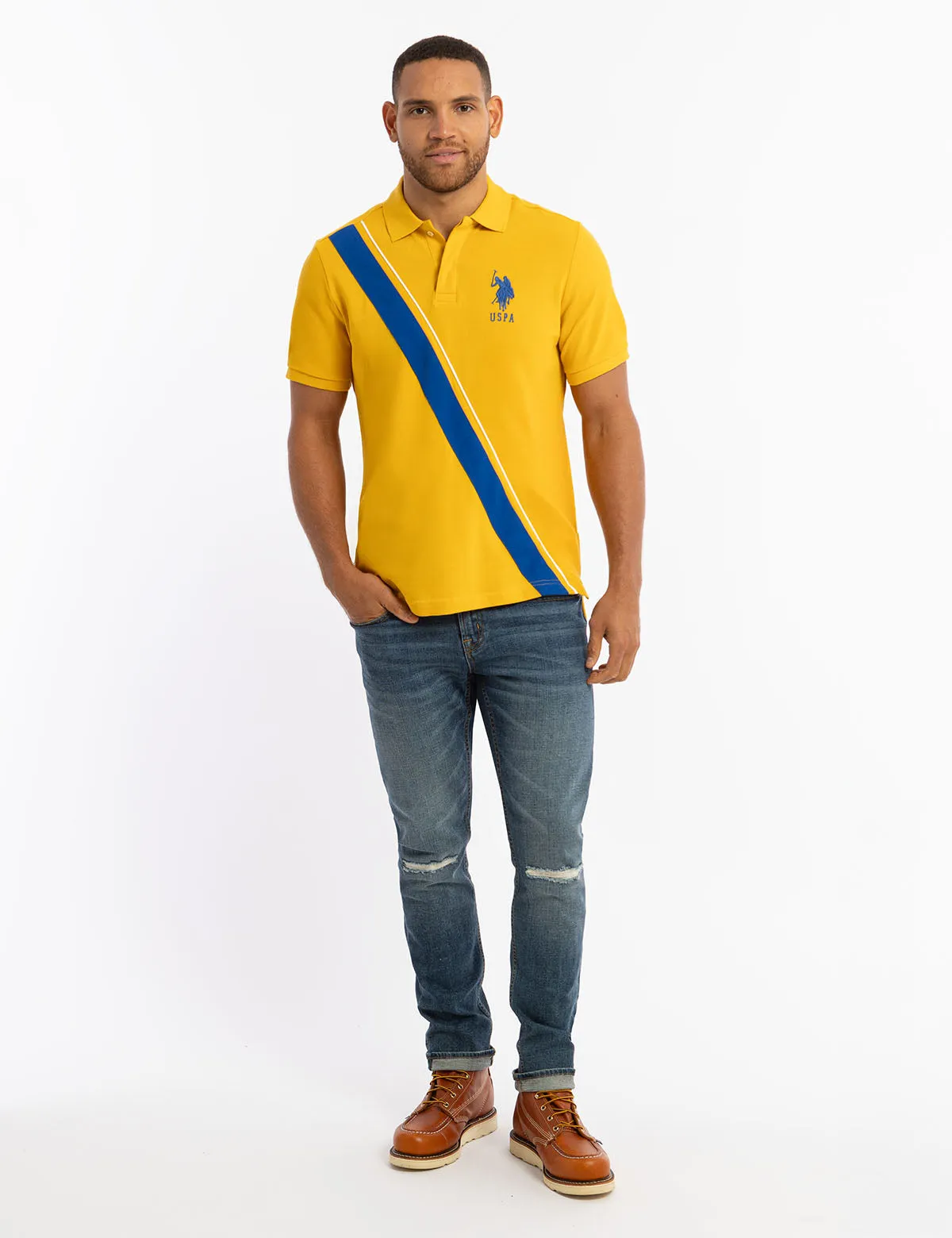 DIAGONAL COLOR BLOCK SASH PIQUE POLO SHIRT sold by U.S. Polo Assn. product image thumbnail 2