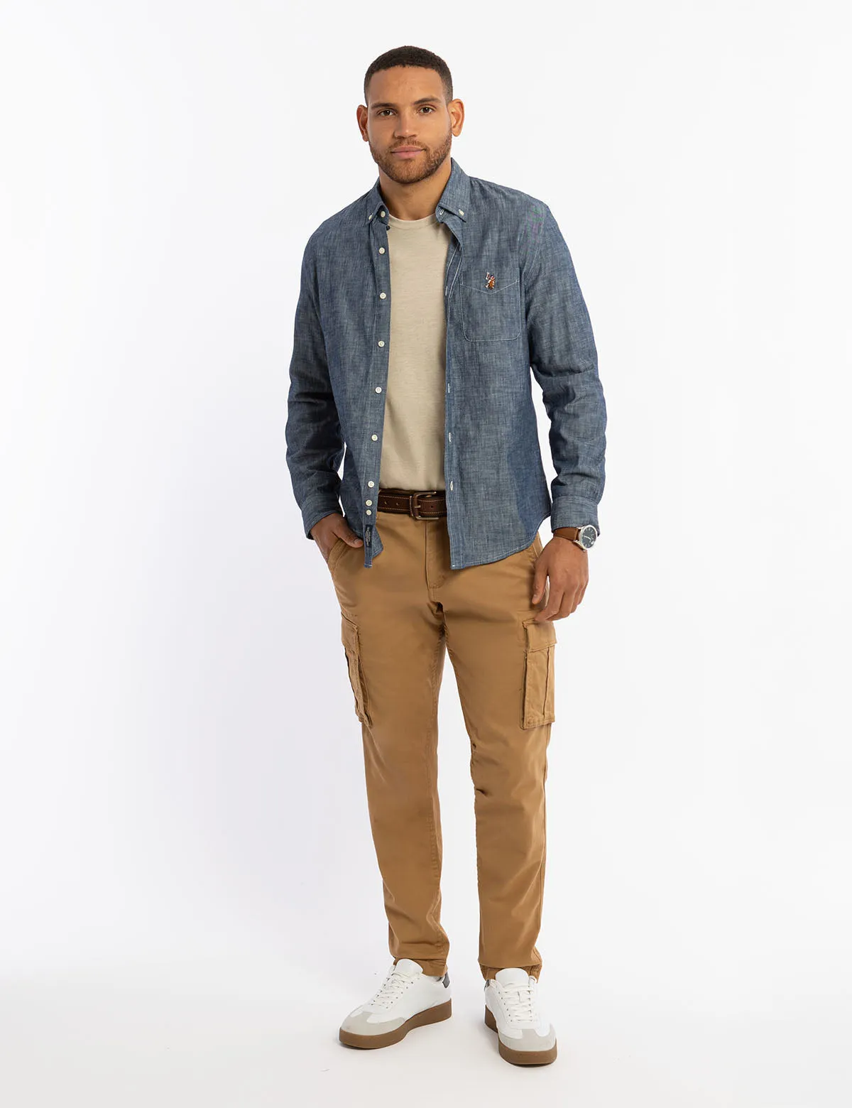 INDIGO SLUB CHAMBRAY LONG SLEEVE SHIRT sold by U.S. Polo Assn. product image thumbnail 3