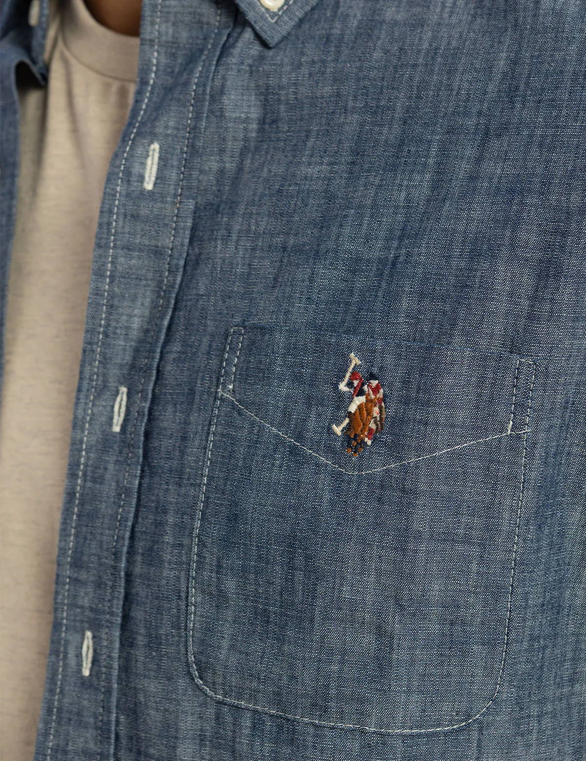 INDIGO SLUB CHAMBRAY LONG SLEEVE SHIRT sold by U.S. Polo Assn. product image thumbnail 2