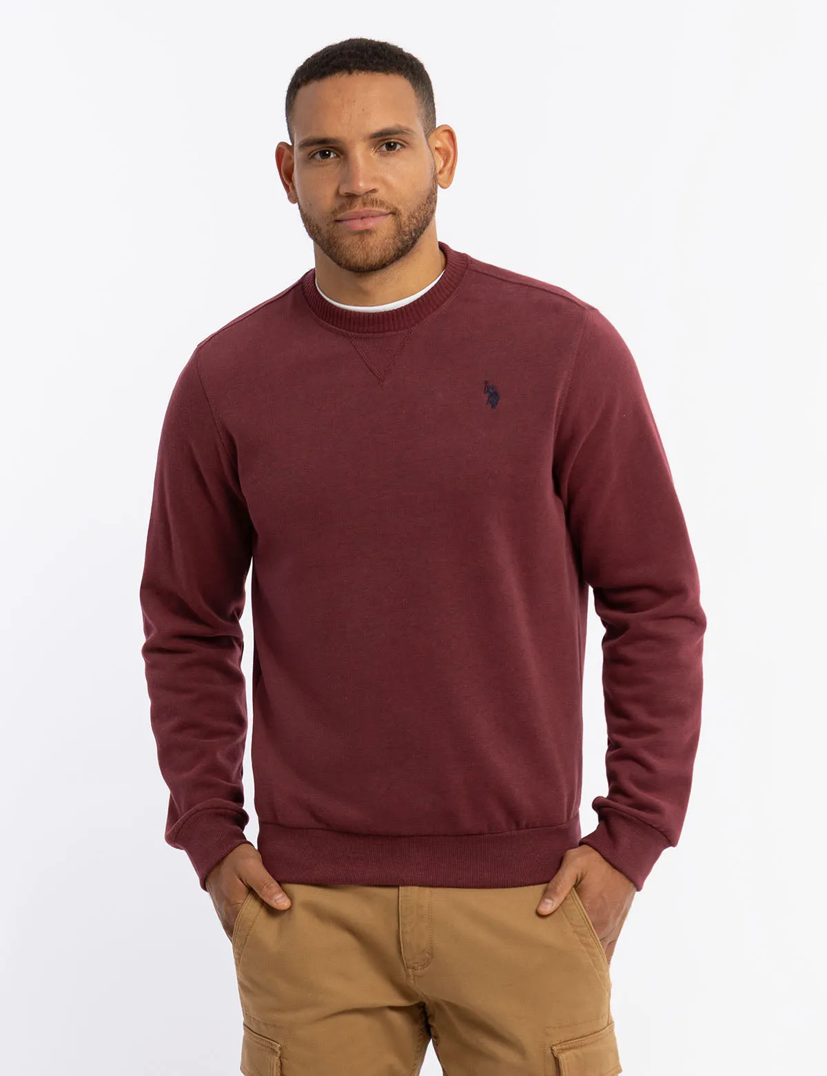 SOLID PEACHED FLEECE CREW NECK PULLOVER sold by U.S. Polo Assn.