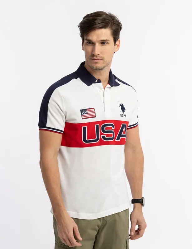 USA COLOR BLOCK PIQUE POLO SHIRT sold by U.S. Polo Assn.