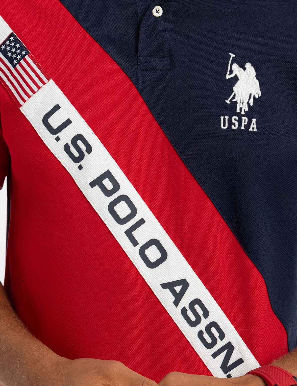 DIAGONAL COLOR BLOCK FLAG PIQUE POLO SHIRT sold by U.S. Polo Assn. product image thumbnail 3