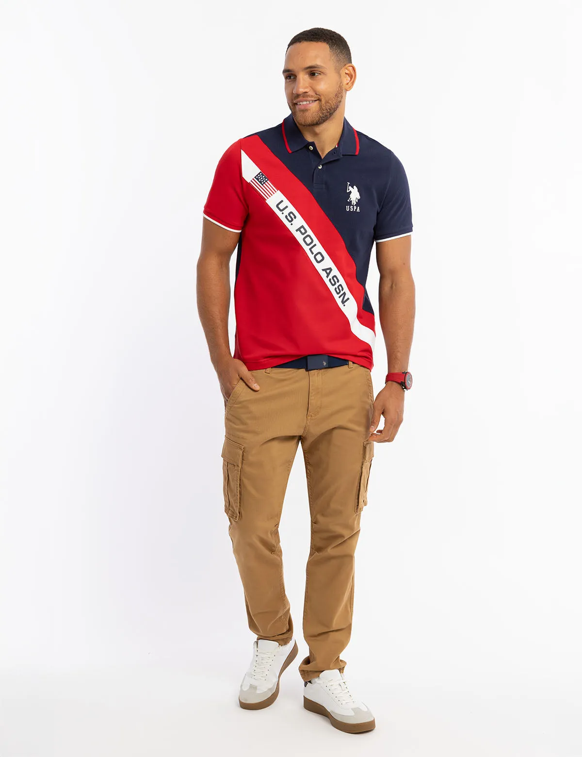 DIAGONAL COLOR BLOCK FLAG PIQUE POLO SHIRT sold by U.S. Polo Assn. product image thumbnail 2