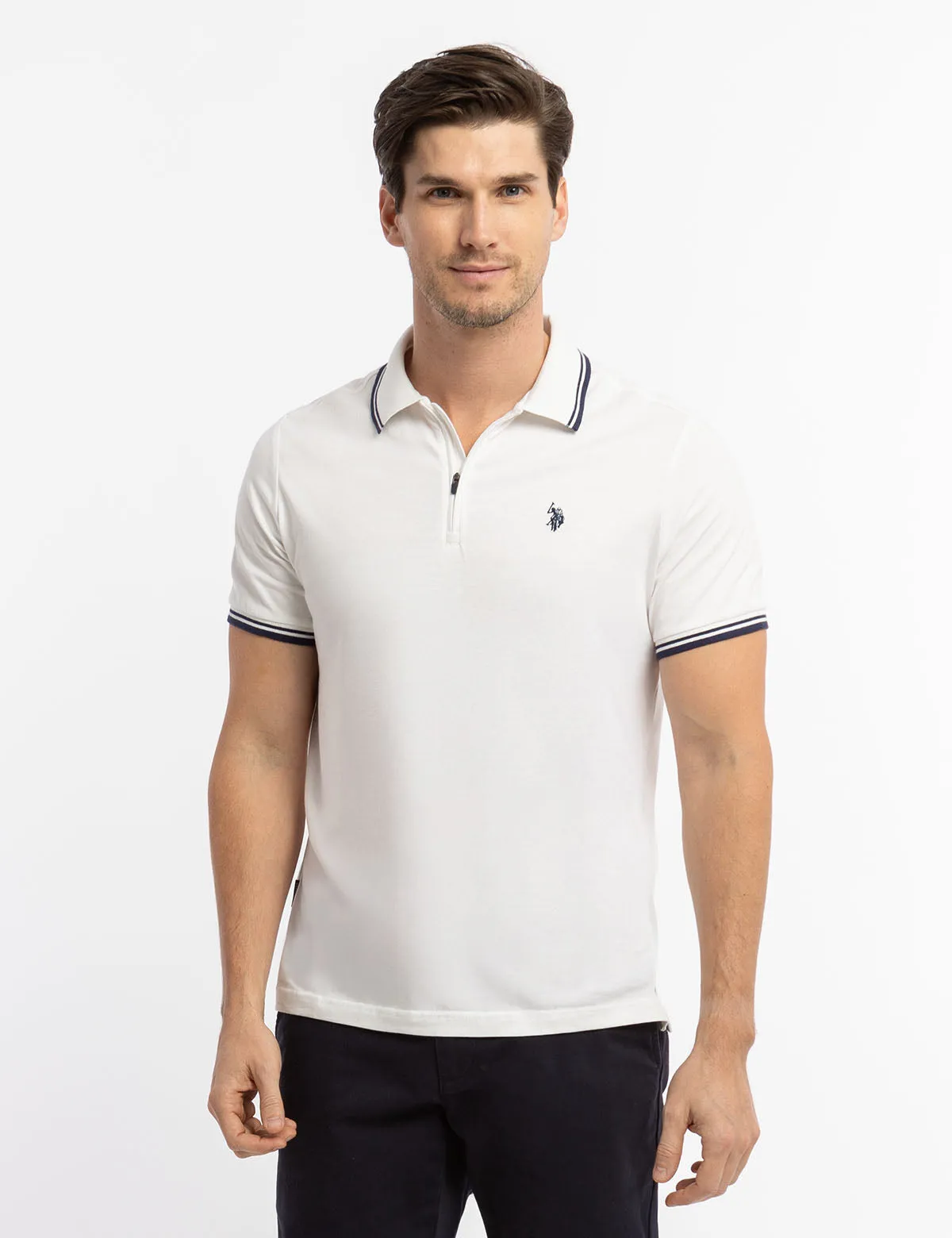 ZIPPER PLACKET TIPPED JERSEY POLO SHIRT sold by U.S. Polo Assn.