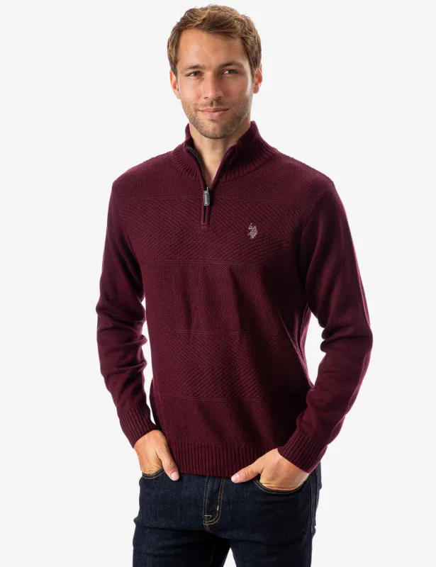 TEXTURED STRIPE 1/4 ZIP SWEATER sold by U.S. Polo Assn.