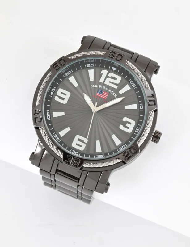 MEN'S BLACK BRACELET WATCH W ROPE BEZEL DETAIL sold by U.S. Polo Assn.