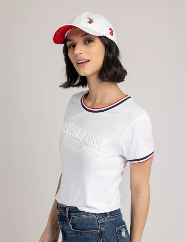 EMBOSSED SIGNATURE STRIPE RINGER T-SHIRT sold by U.S. Polo Assn.