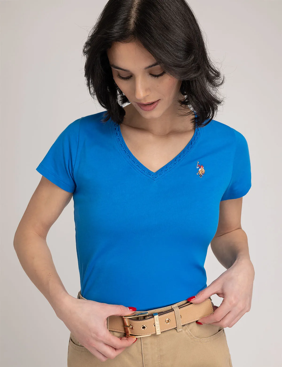 SCALLOP TRIM V-NECK T-SHIRT sold by U.S. Polo Assn. product image thumbnail 5