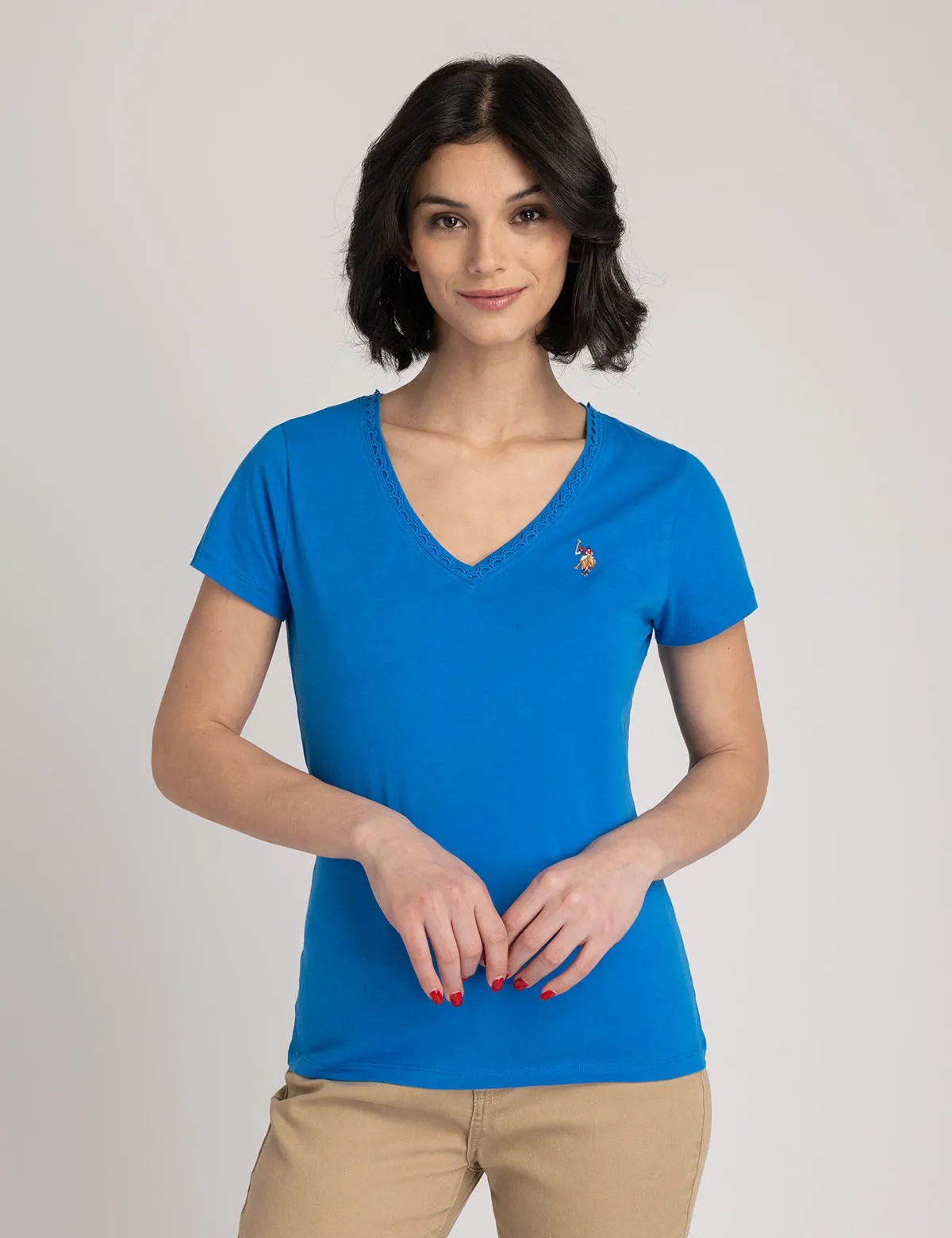 SCALLOP TRIM V-NECK T-SHIRT sold by U.S. Polo Assn. product image thumbnail 3