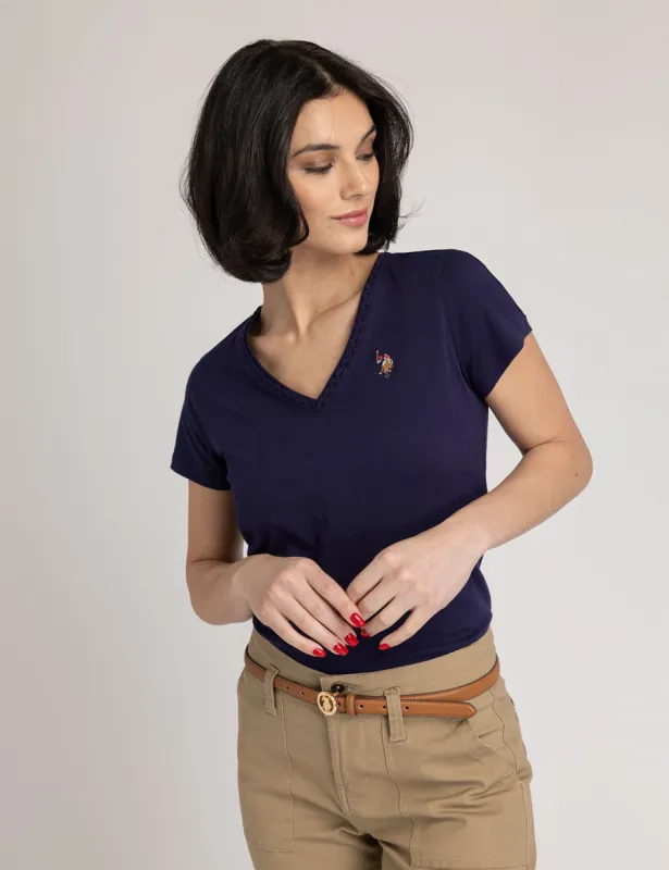 SCALLOP TRIM V-NECK T-SHIRT sold by U.S. Polo Assn.