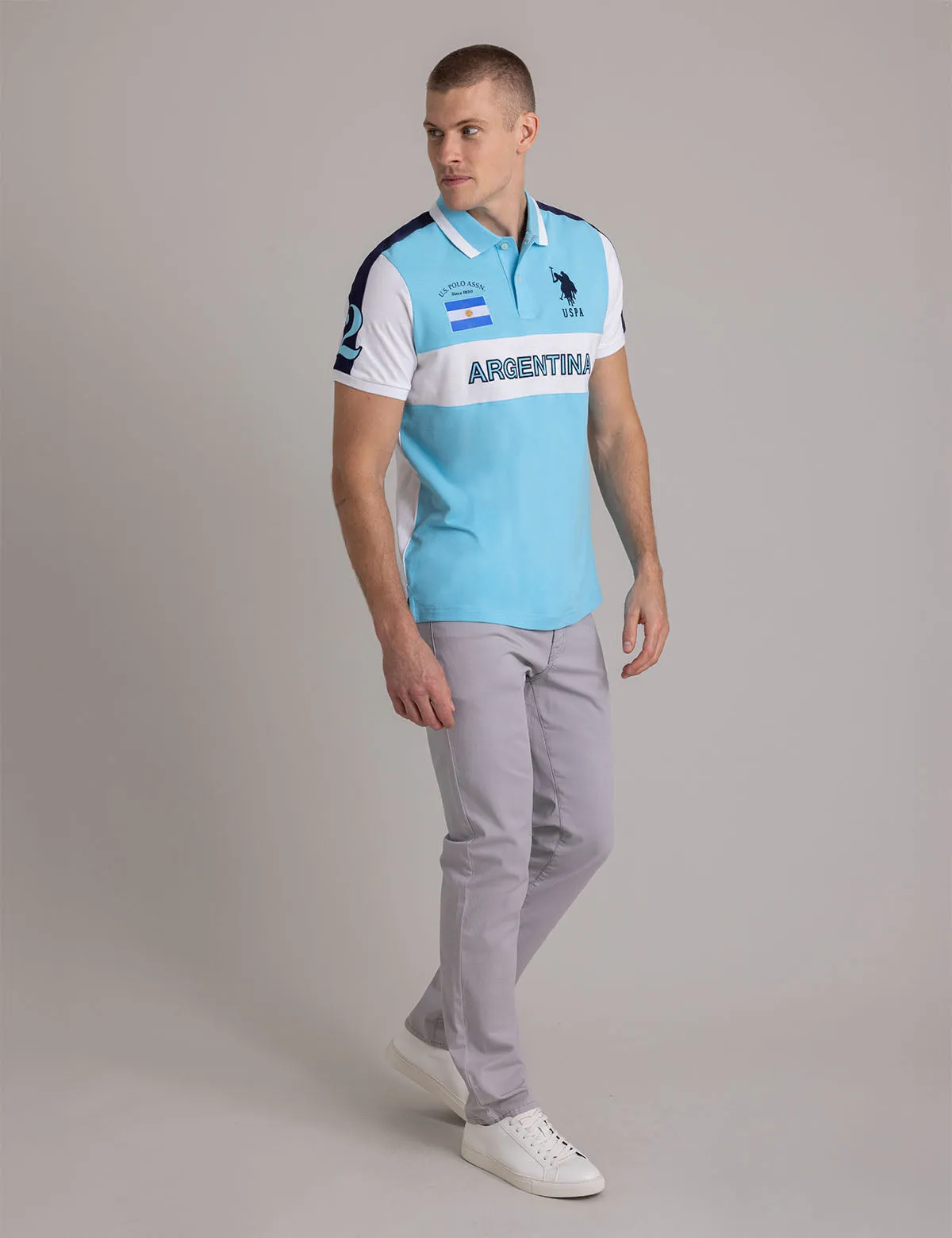 ARGENTINA COLOR BLOCK PIQUE POLO SHIRT sold by U.S. Polo Assn. product image thumbnail 2