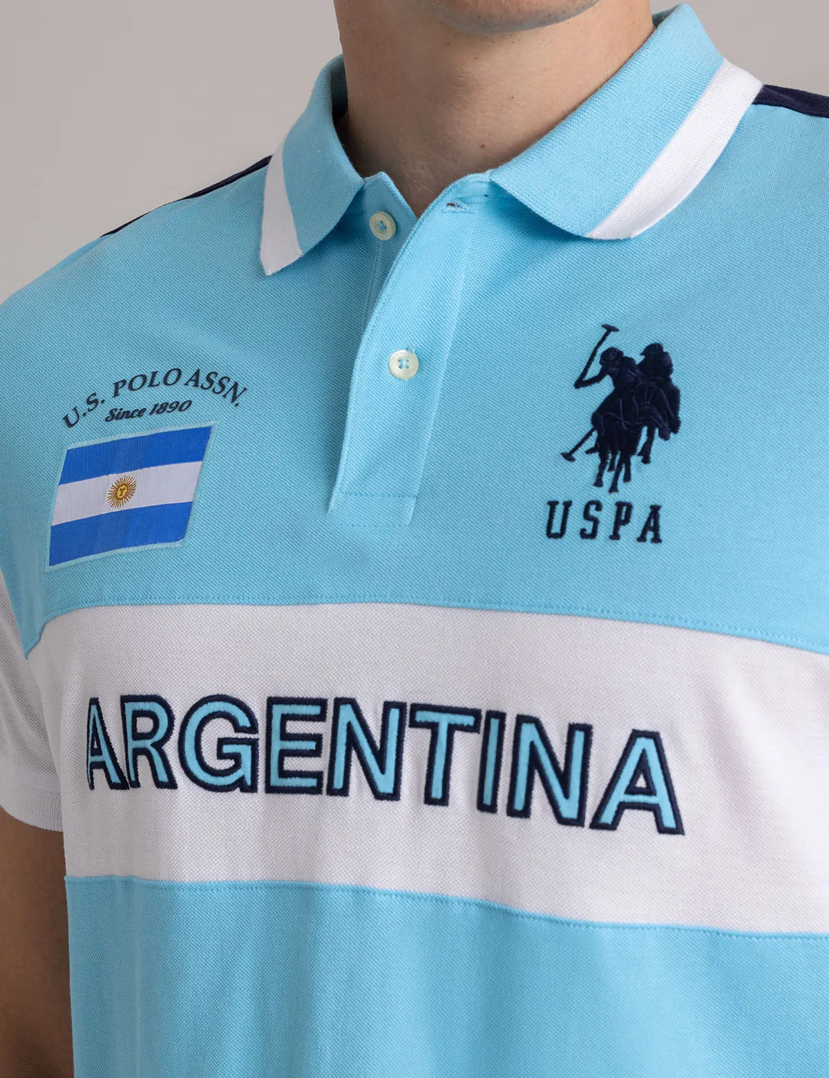 ARGENTINA COLOR BLOCK PIQUE POLO SHIRT sold by U.S. Polo Assn. product image thumbnail 3