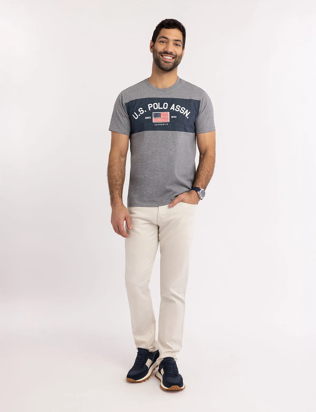 COLOR BLOCK FLAG PRINT JERSEY T-SHIRT sold by U.S. Polo Assn. product image thumbnail 3