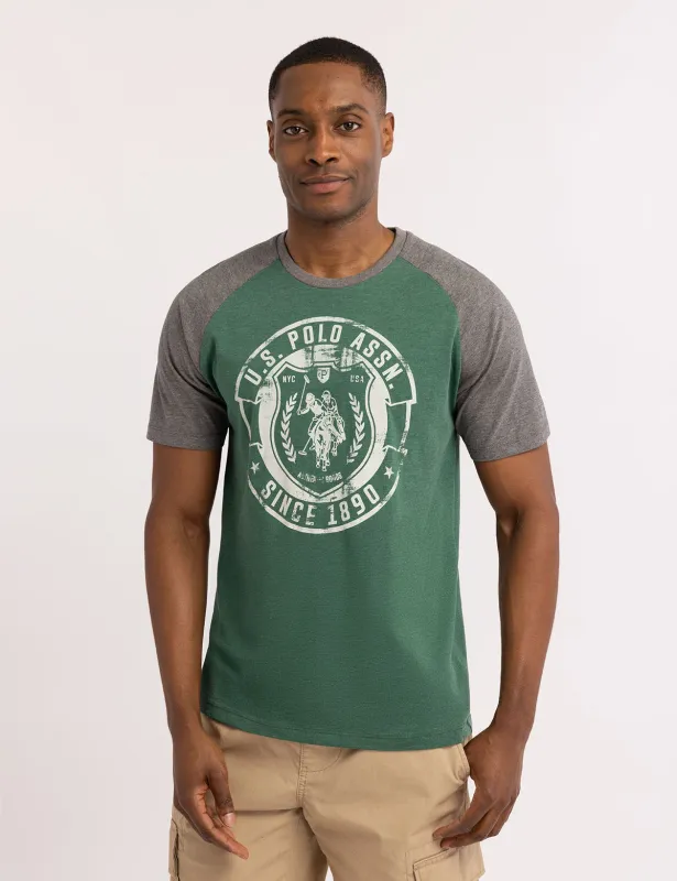 DISTRESSED GRAPHIC RAGLAN SLEEVE T-SHIRT sold by U.S. Polo Assn.