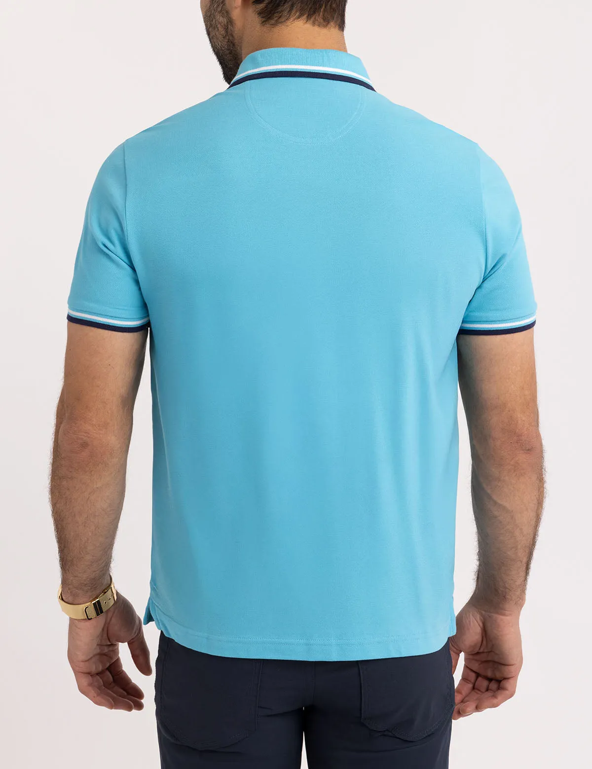 SIGNATURE STRIPE RIB TIPPED TRIM POLO SHIRT sold by U.S. Polo Assn. product image thumbnail 4