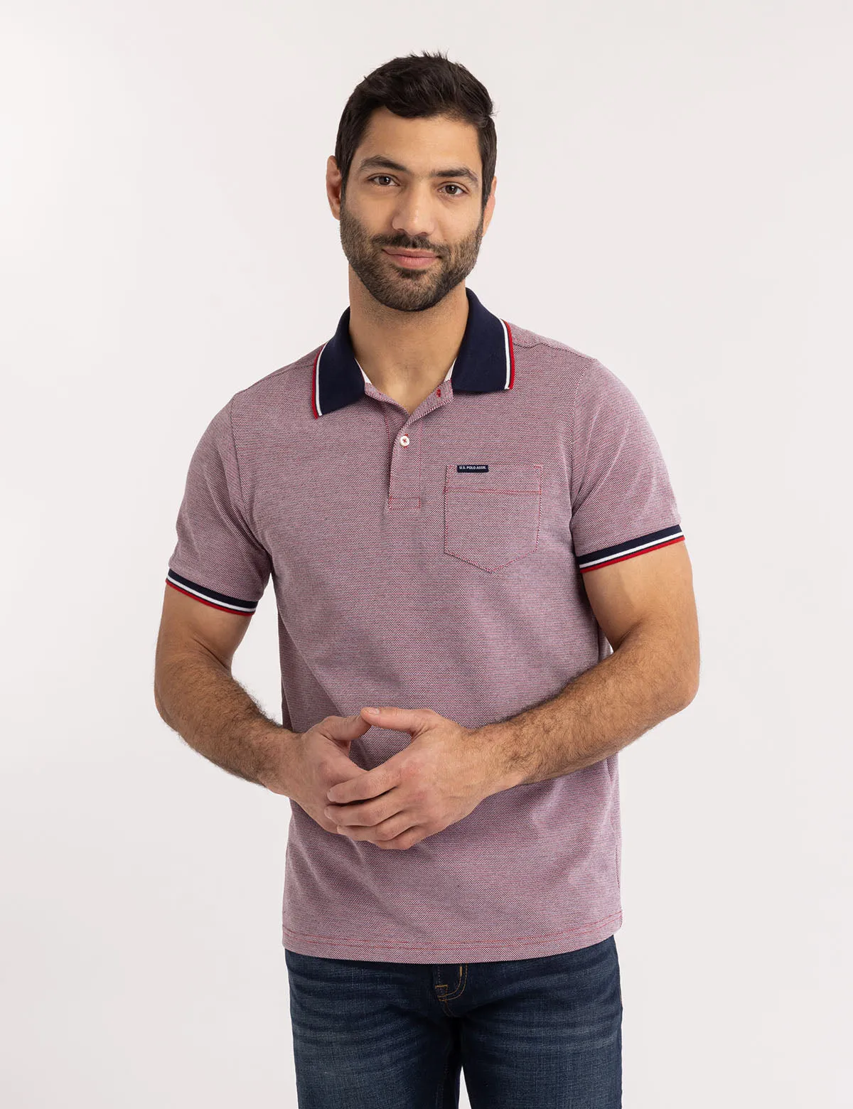 BIRDSEYE JACQUARD PIQUE POLO SHIRT sold by U.S. Polo Assn.