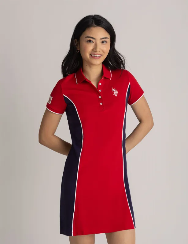 SIDE PANEL FLAG POLO DRESS sold by U.S. Polo Assn.