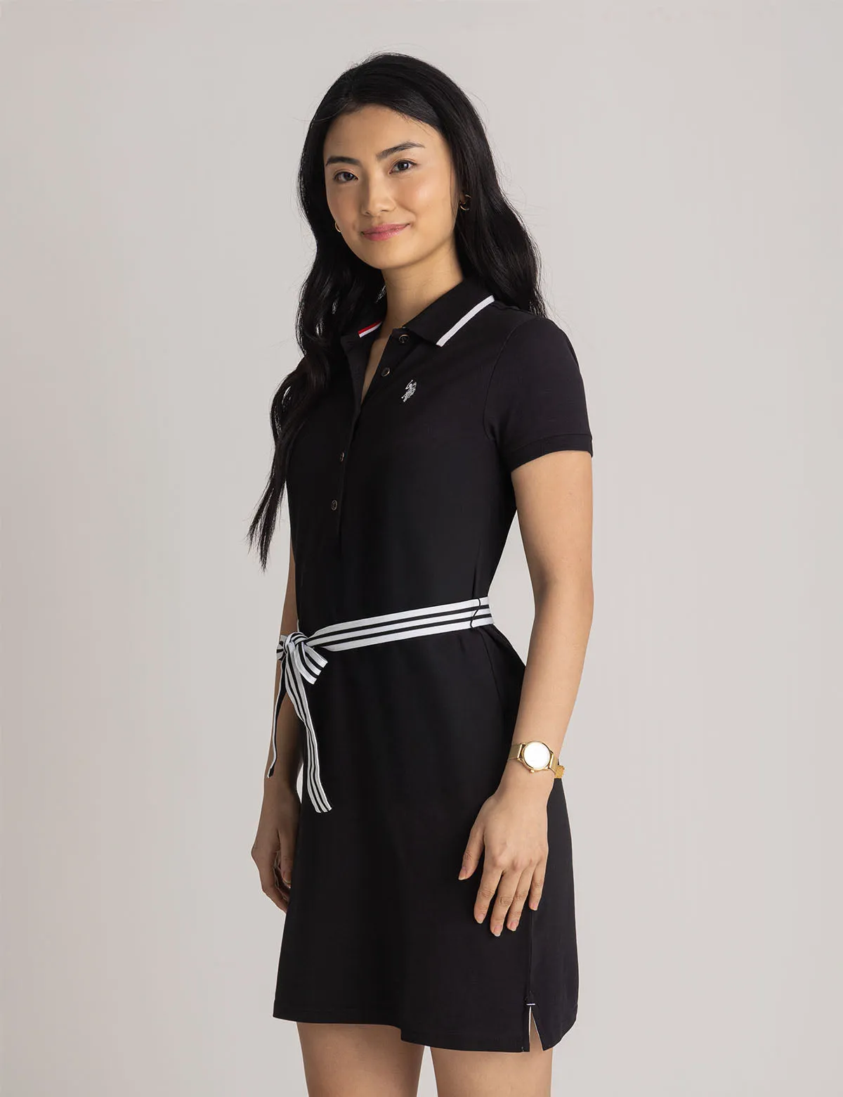 STRIPED BELT POLO DRESS sold by U.S. Polo Assn.