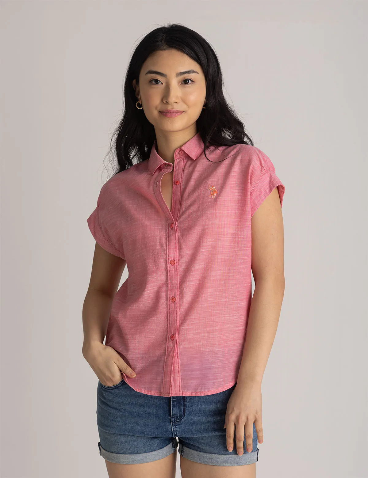 SHIRRED DOLMAN SLEEVE TOP sold by U.S. Polo Assn.