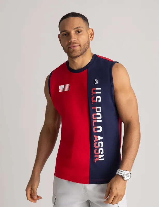 VERTICAL PRINT COLOR BLOCK MUSCLE TANK sold by U.S. Polo Assn.