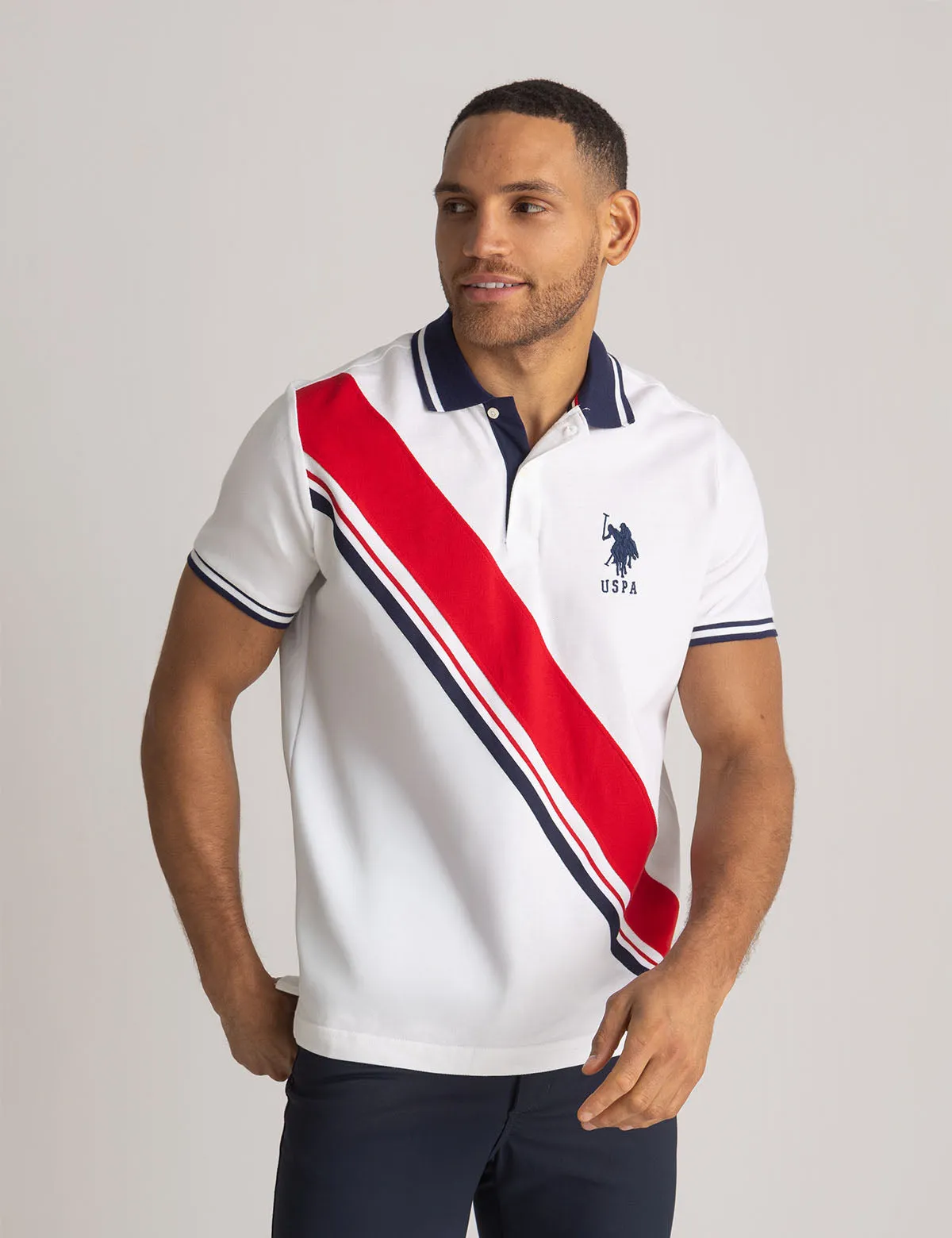 SASH POLO SHIRT WITH SIGNATURE STRIPE TRICOT TAPE sold by U.S. Polo Assn.
