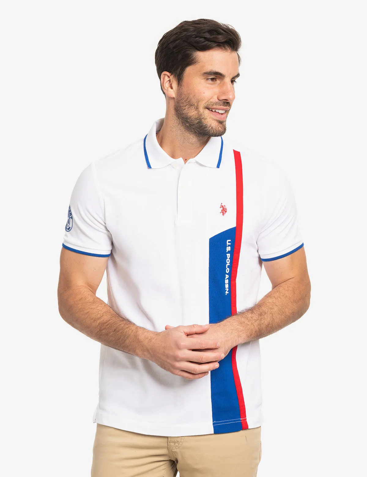 VERTICAL COLOR BLOCK PIQUE POLO SHIRT sold by U.S. Polo Assn.