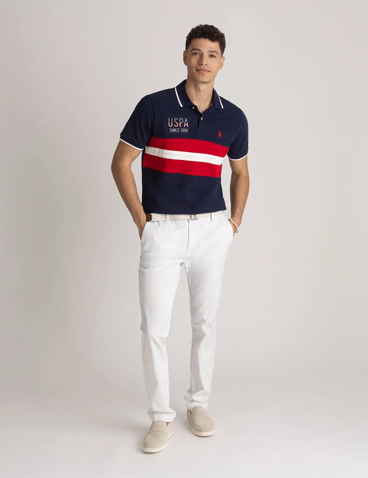 COLORBLOCK EMBOSSED PIQUE POLO SHIRT sold by U.S. Polo Assn.