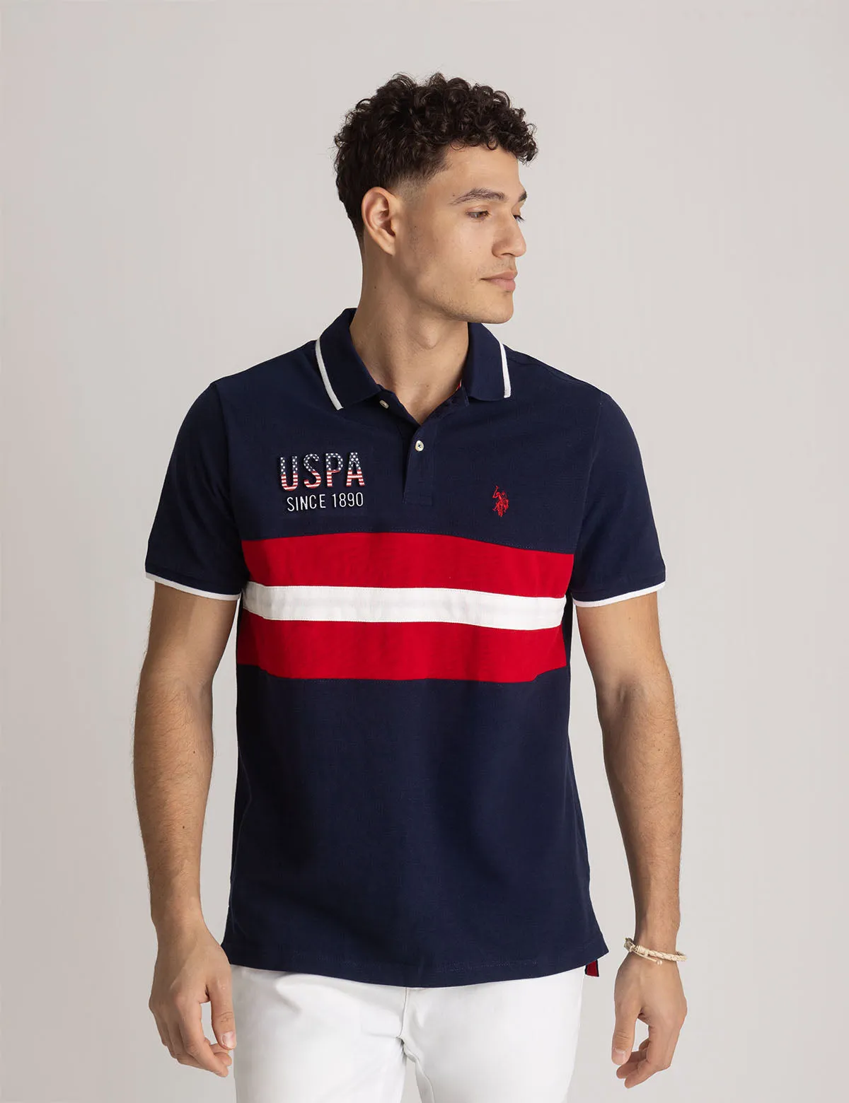 COLORBLOCK EMBOSSED PIQUE POLO SHIRT sold by U.S. Polo Assn. product image thumbnail 2