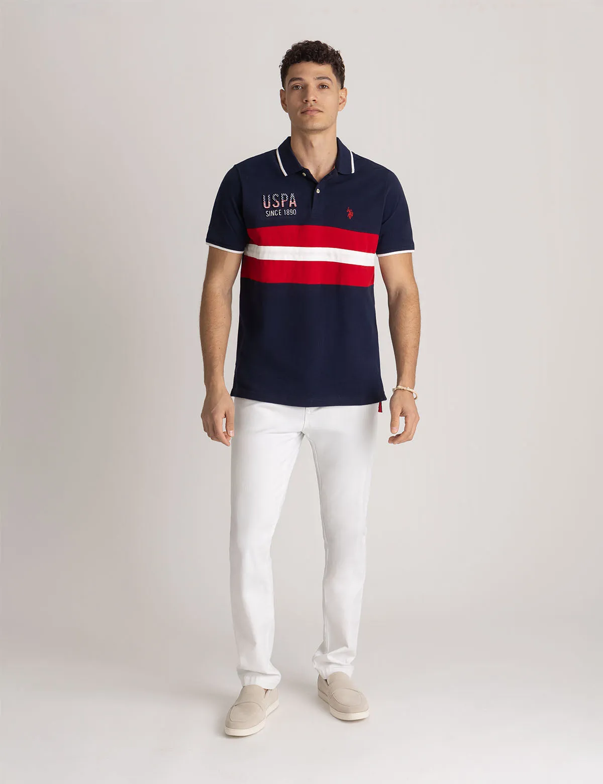 COLORBLOCK EMBOSSED PIQUE POLO SHIRT sold by U.S. Polo Assn. product image thumbnail 3