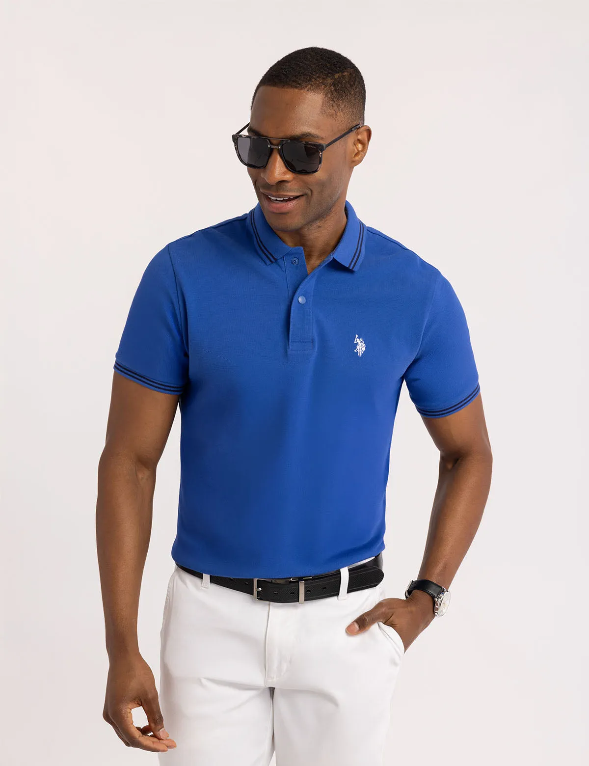 SNAP BUTTON TIPPED PIQUE POLO SHIRT sold by U.S. Polo Assn.