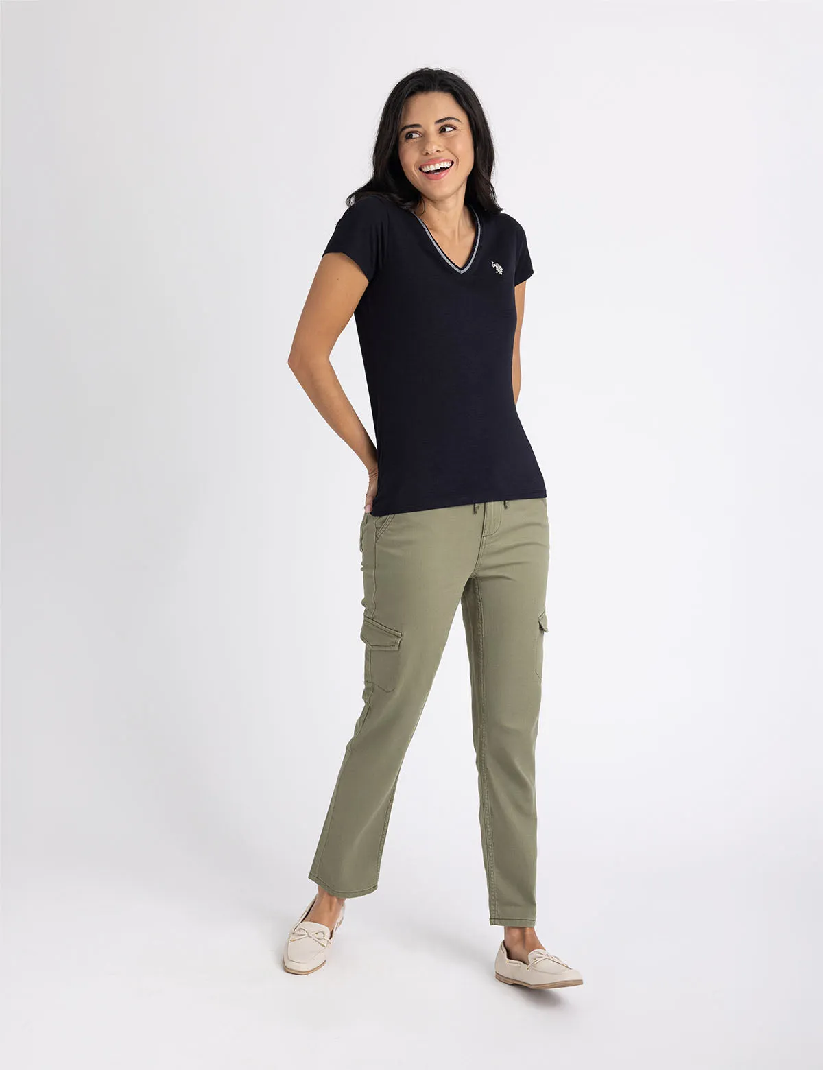 METALLIC TRIM V-NECK T-SHIRT sold by U.S. Polo Assn. product image thumbnail 3