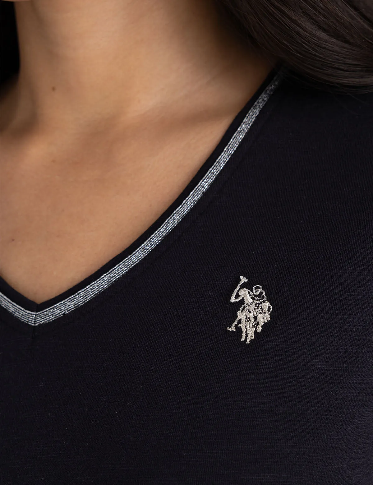 METALLIC TRIM V-NECK T-SHIRT sold by U.S. Polo Assn. product image thumbnail 2