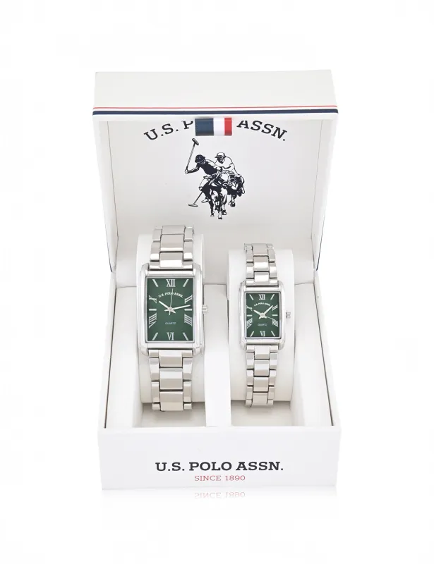 HIS AND HERS SQUARE FACE WATCH SET sold by U.S. Polo Assn.