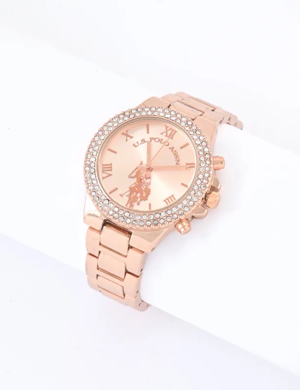 LADIES ROSE GOLD EMBELLISHED ANALOG WATCH sold by U.S. Polo Assn.