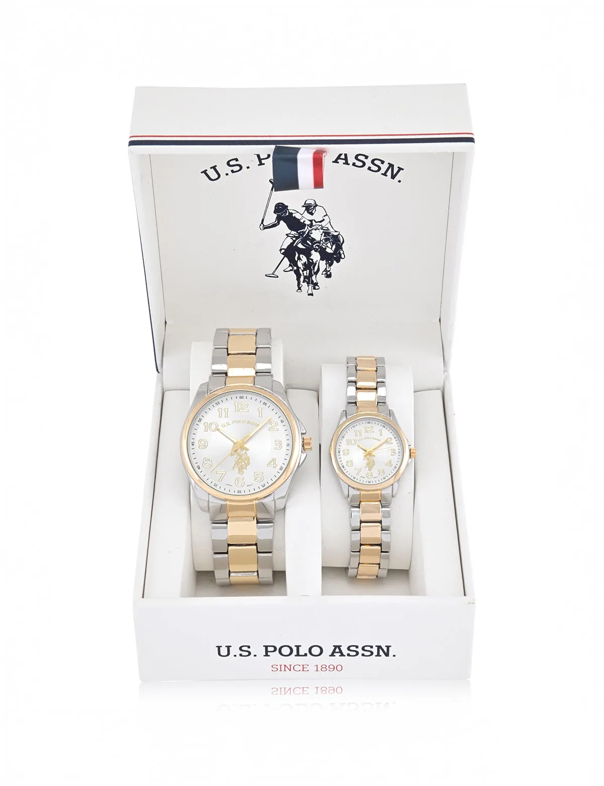 HIS AND HERS SILVER AND GOLD LINK WATCH SET sold by U.S. Polo Assn.
