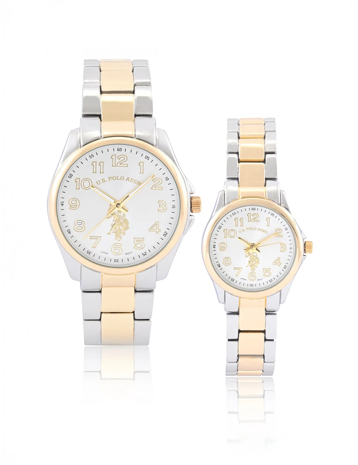 HIS AND HERS SILVER AND GOLD LINK WATCH SET sold by U.S. Polo Assn. product image thumbnail 3