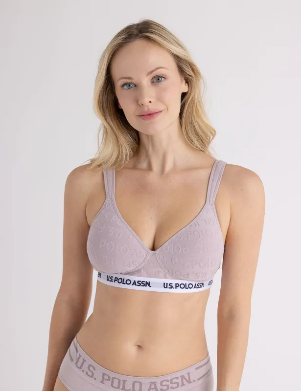 3PK ASSORTED JACQUARD BRANDED MOLDED CUP BRAS sold by U.S. Polo Assn.