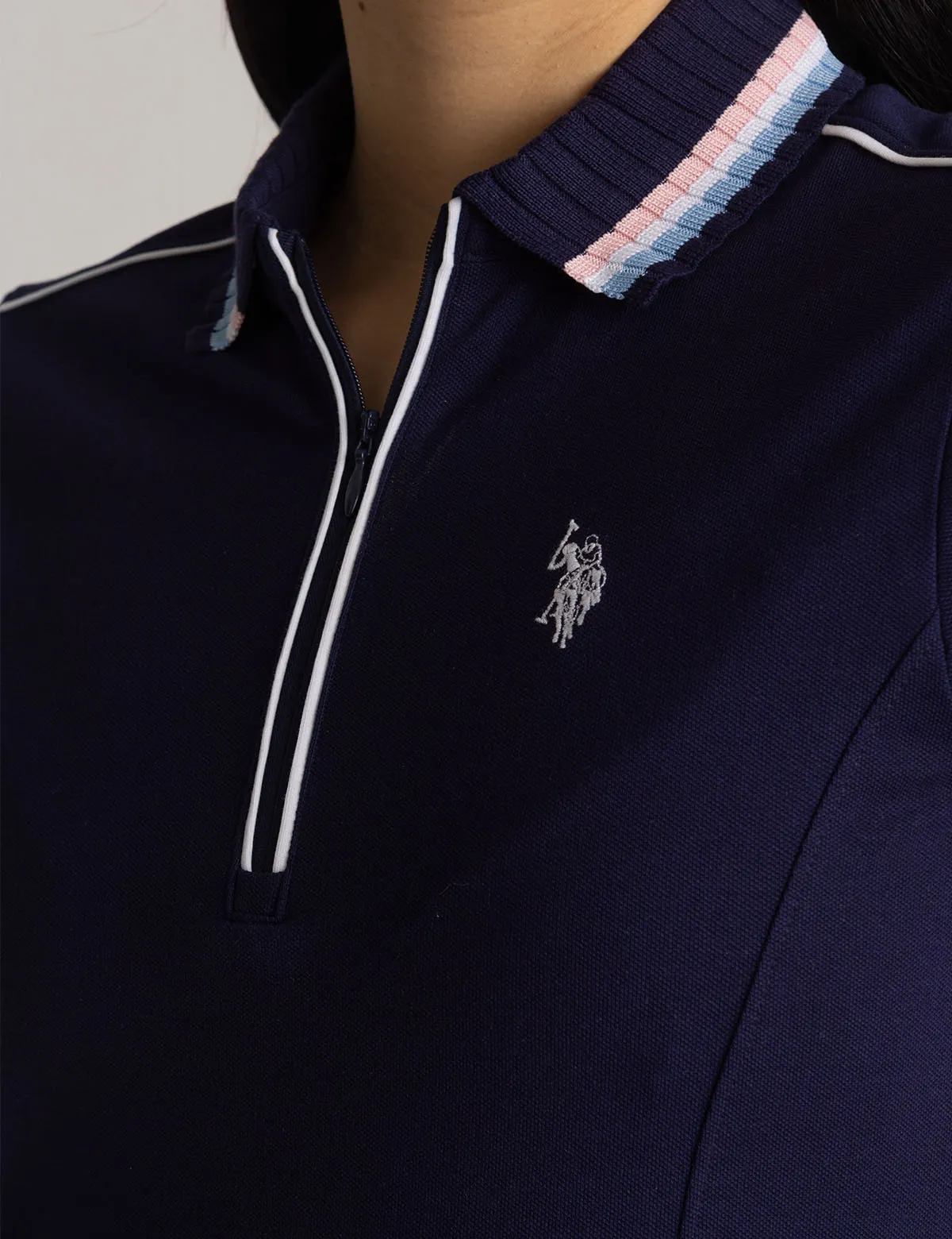 STRIPE COLLAR ZIP SWING POLO DRESS sold by U.S. Polo Assn. product image thumbnail 5