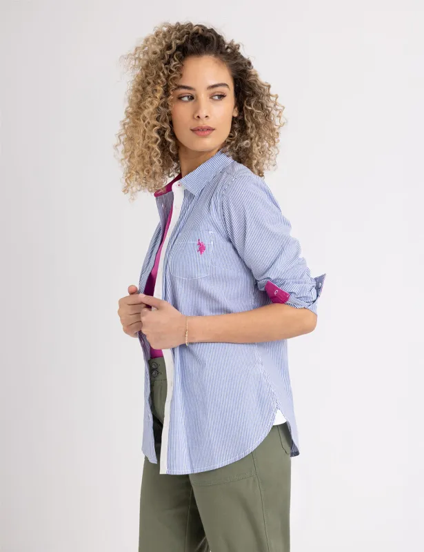 STRIPED POPLIN LONG SLEEVE SHIRT made by U.S. Polo Assn.