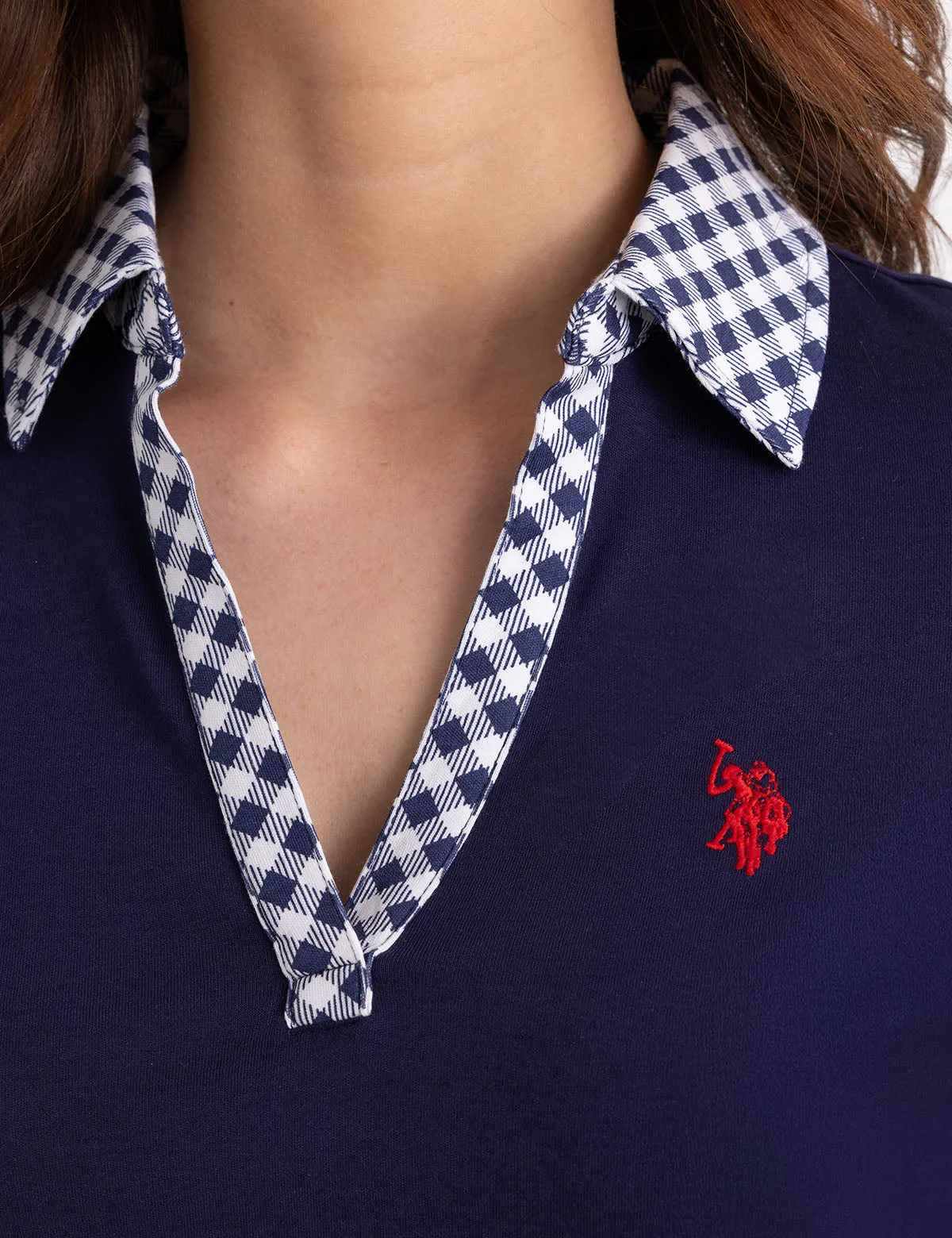 SPLIT NECK GINGHAM COLLAR POLO DRESS sold by U.S. Polo Assn. product image thumbnail 2