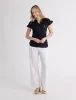 SPLIT NECK FLUTTER SLEEVE POPOVER TOP sold by U.S. Polo Assn.