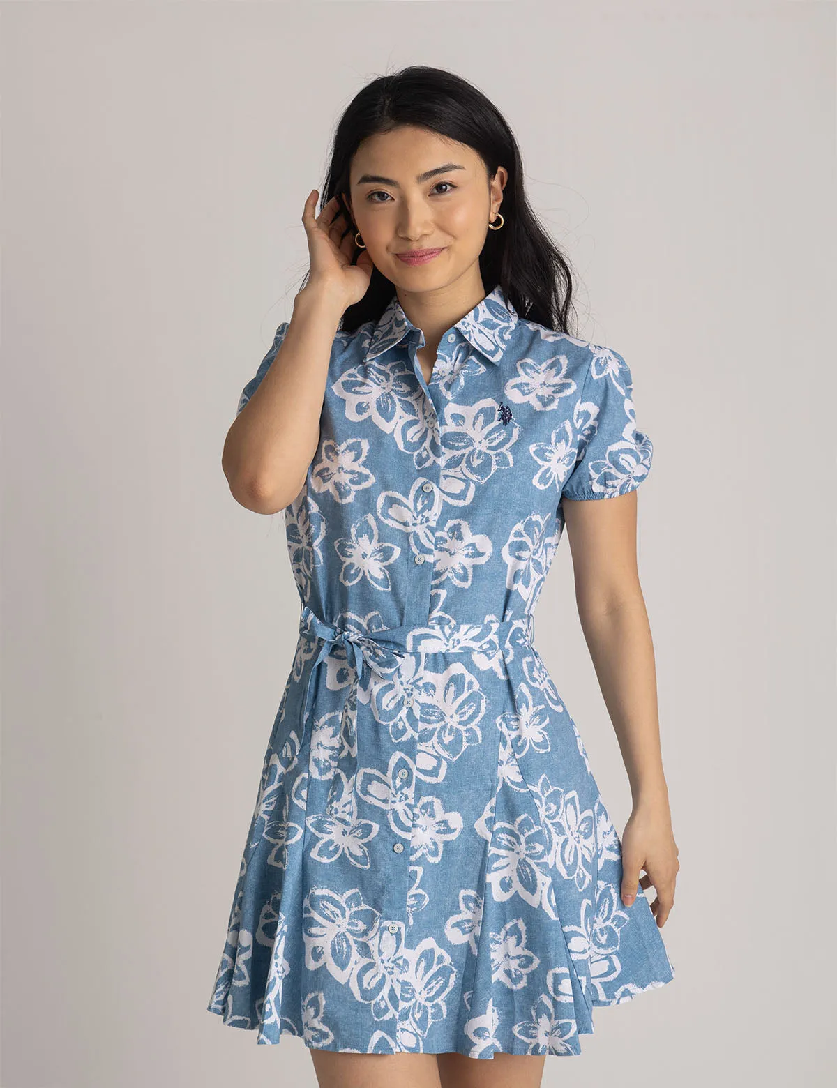 FIT AND FLARE FLORAL POPLIN DRESS sold by U.S. Polo Assn.