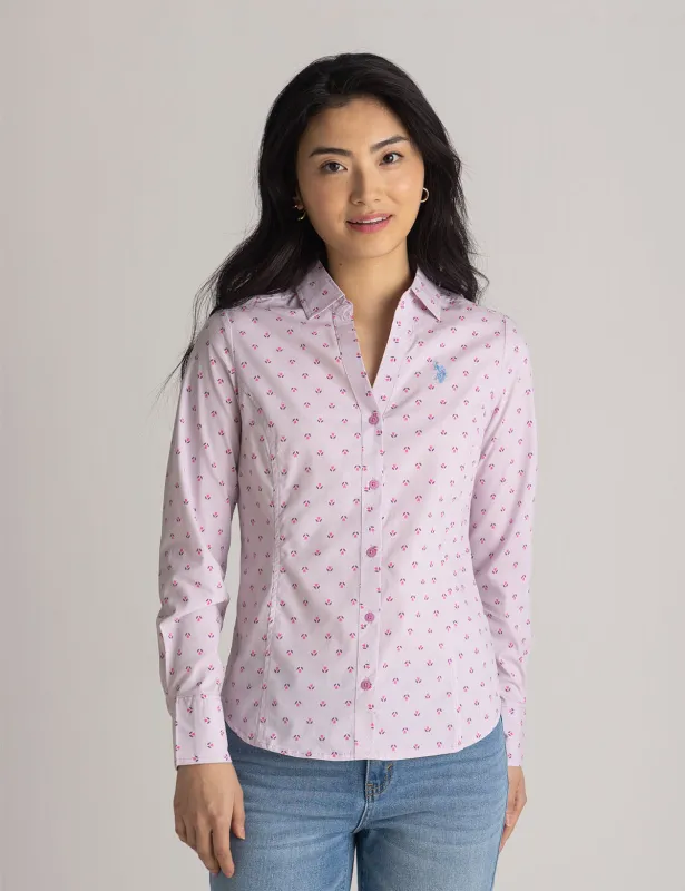 LONG SLEEVE FITTED PRINTED POPLIN SHIRT made by U.S. Polo Assn.