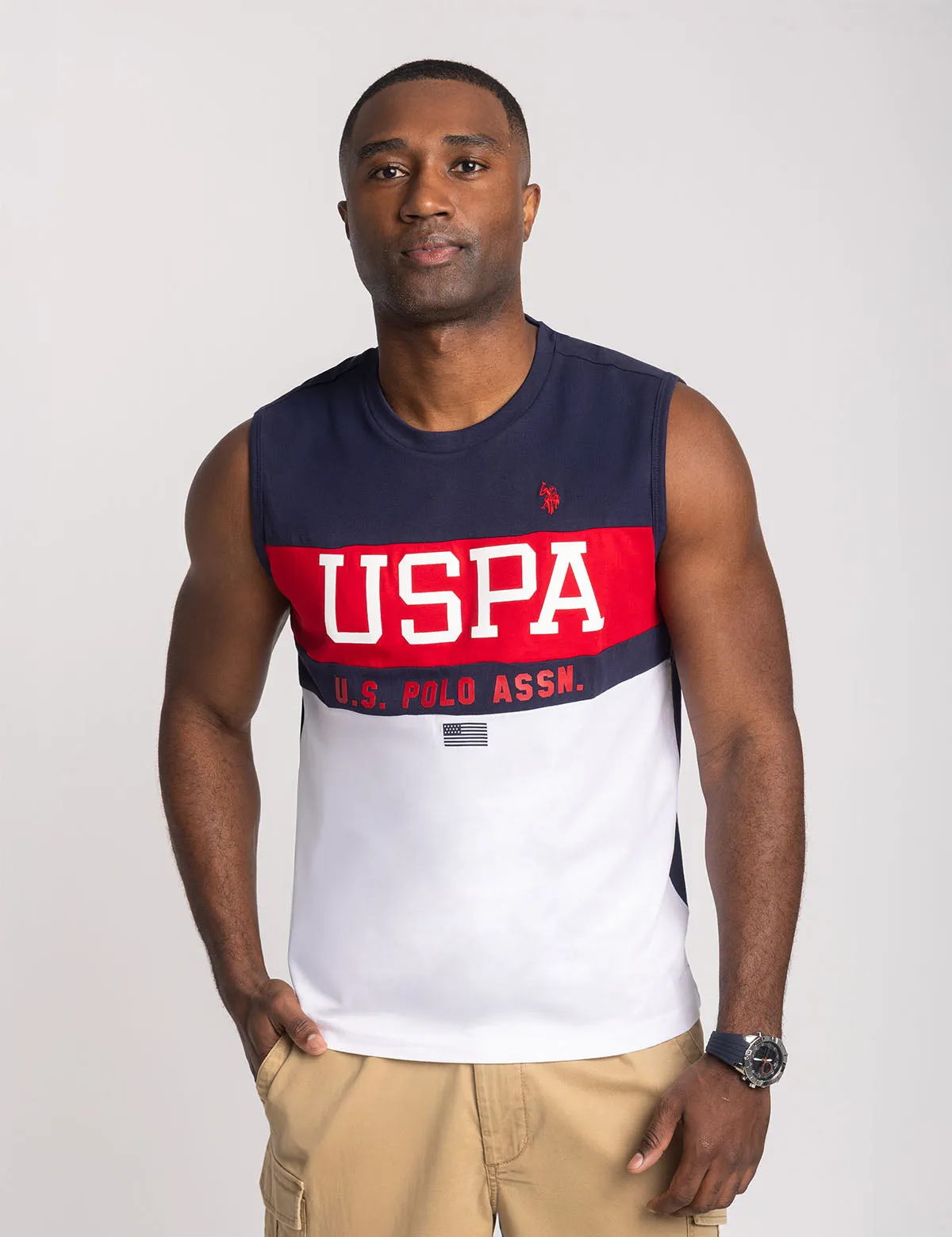 USPA COLOR BLOCK MUSCLE TANK sold by U.S. Polo Assn.