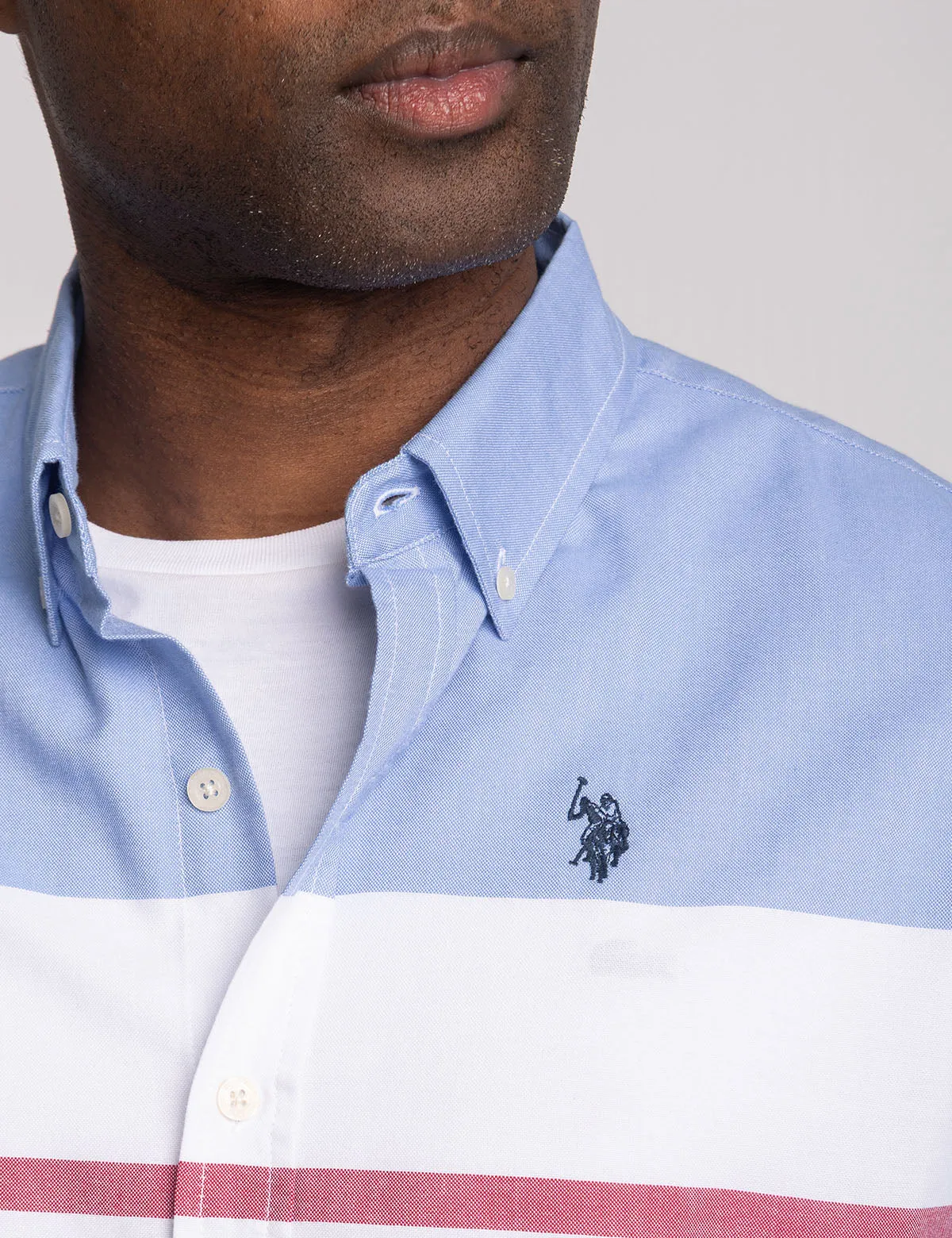 SHORT SLEEVE COLOR BLOCK CHEST STRIPE SHIRT sold by U.S. Polo Assn. product image thumbnail 3