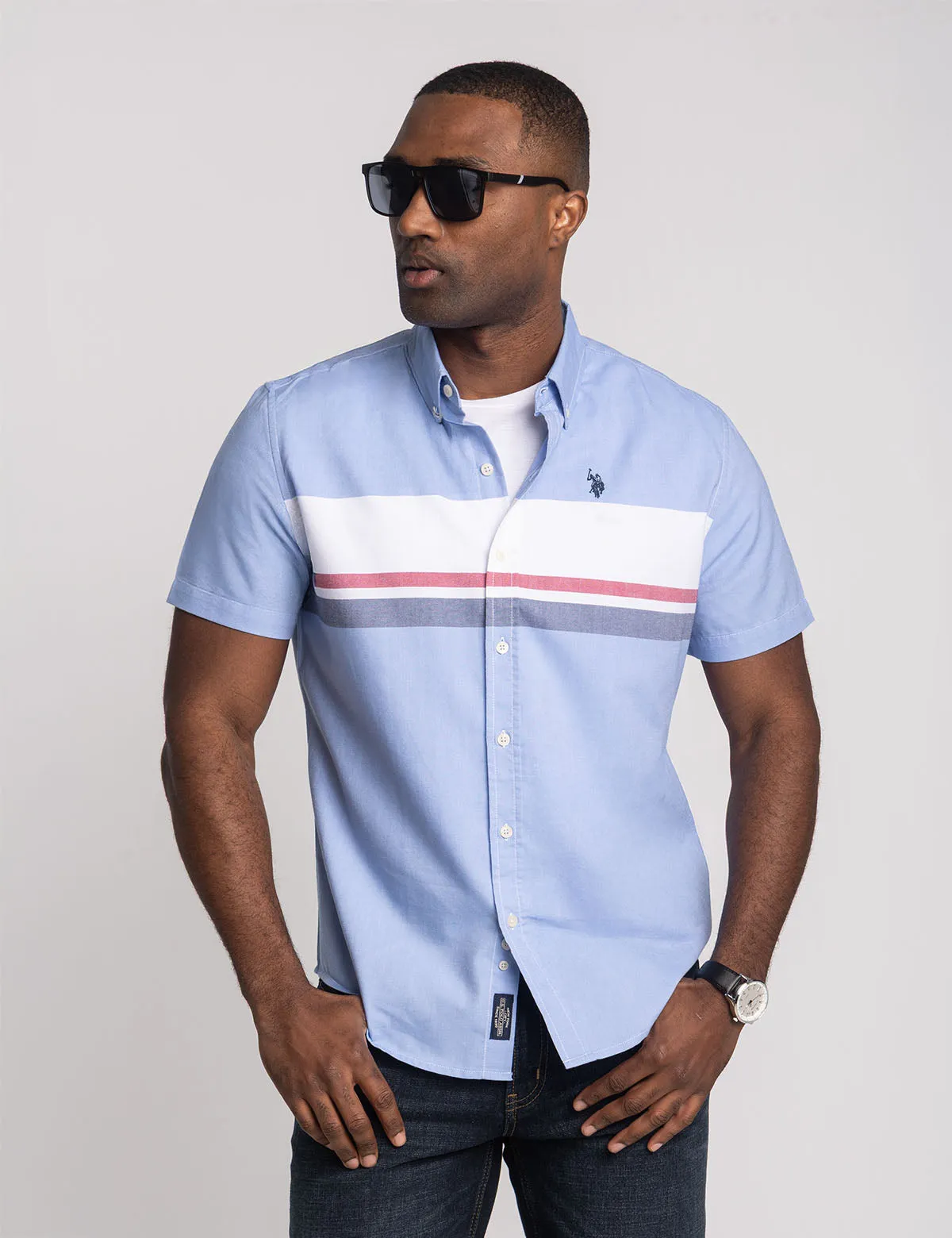 SHORT SLEEVE COLOR BLOCK CHEST STRIPE SHIRT sold by U.S. Polo Assn. product image thumbnail 5
